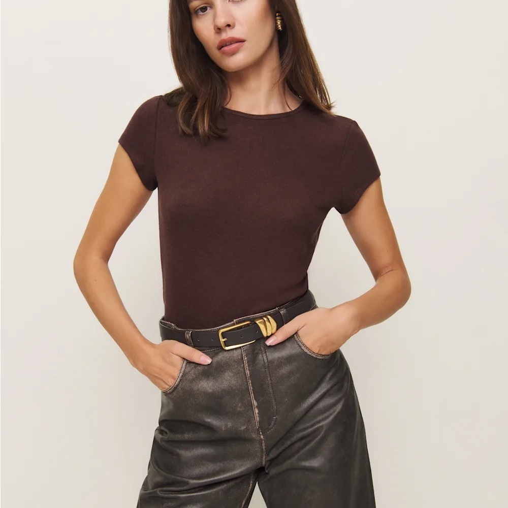 Reformation olive knit top in Mahogany
